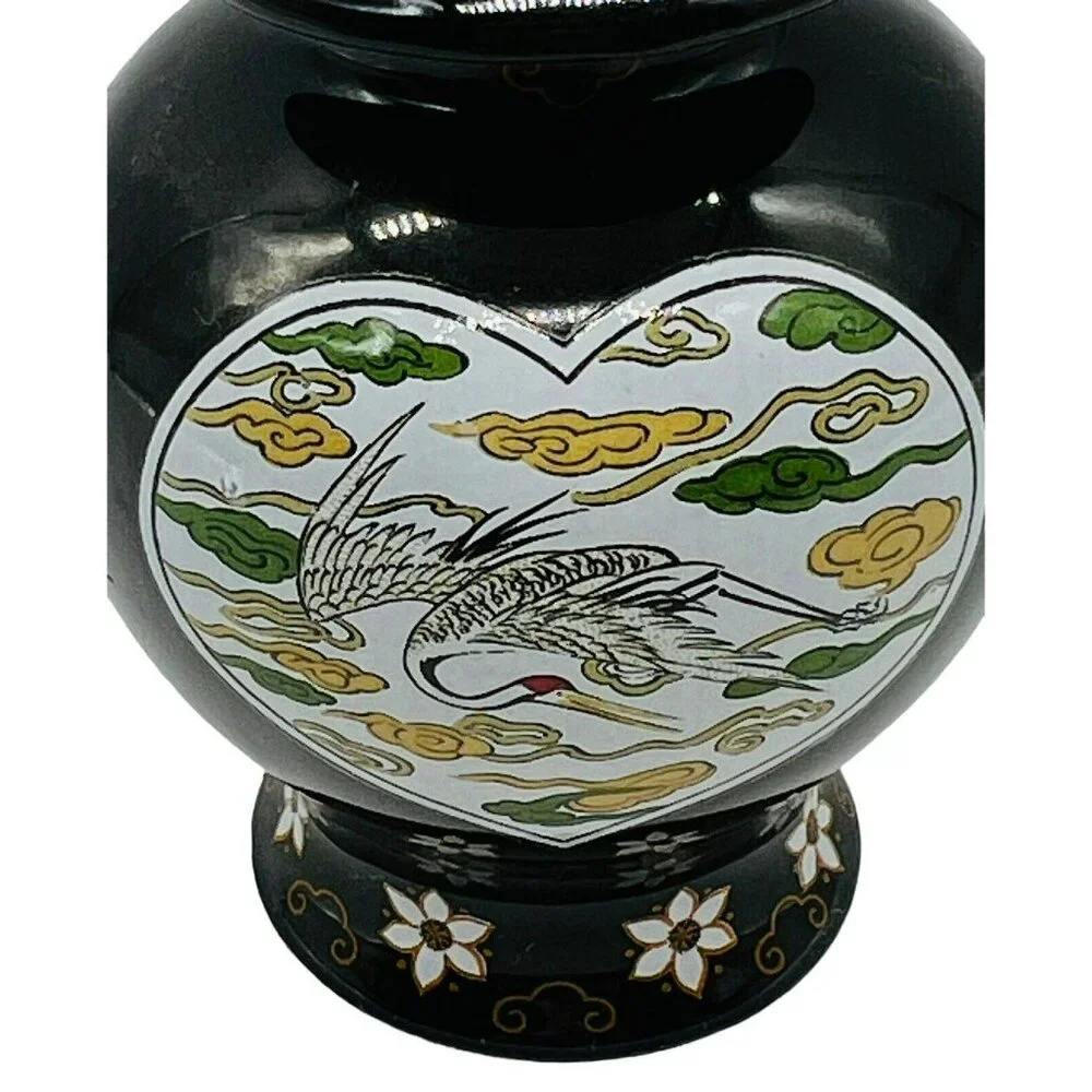 Franklin Mint Black Heart Crane Mini Imperial Collection Dynasty Jar 1980‎ Japan